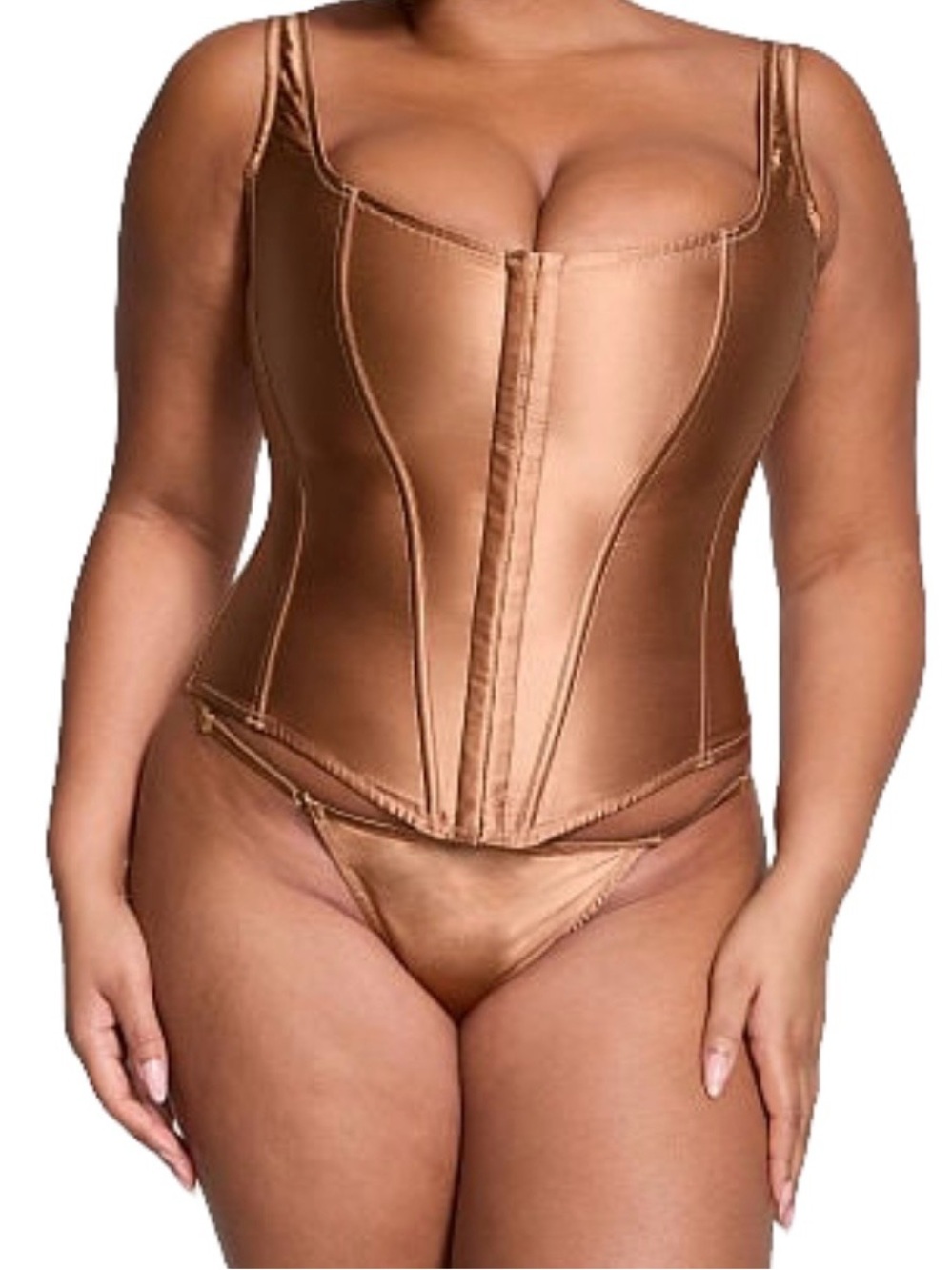 Victoria's Secret Satin Corset & Thong Set - Bronze